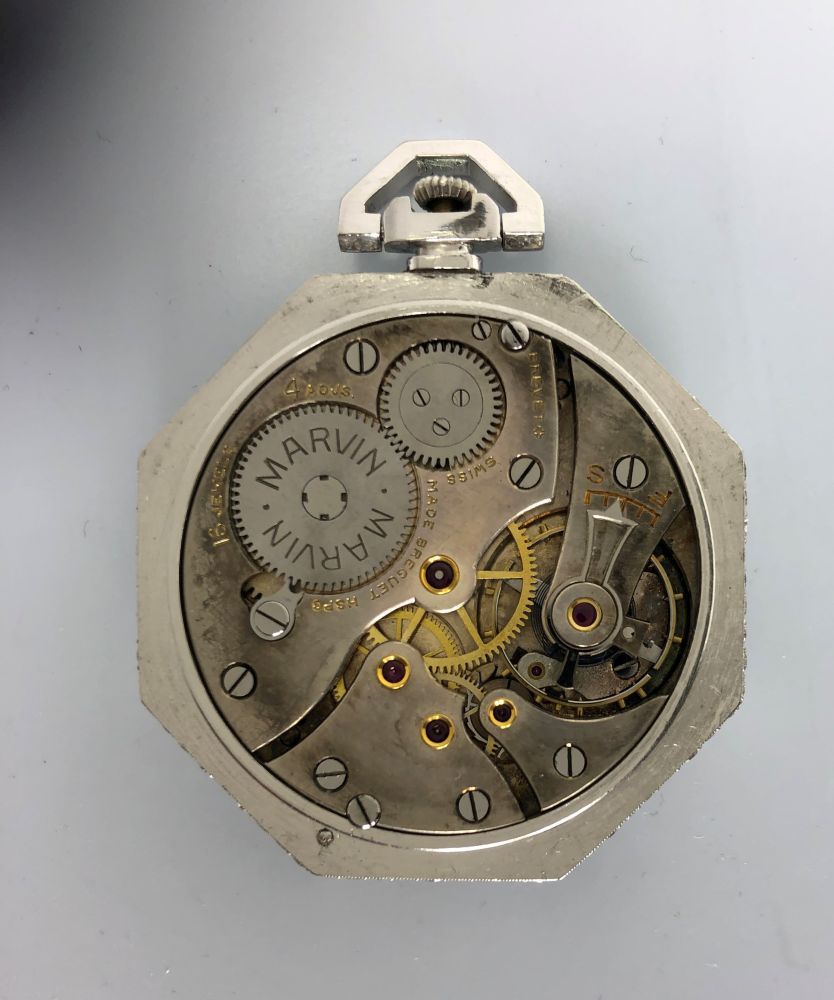 Marvin Watch Co. Platinum and Diamond Open face Watch Auction